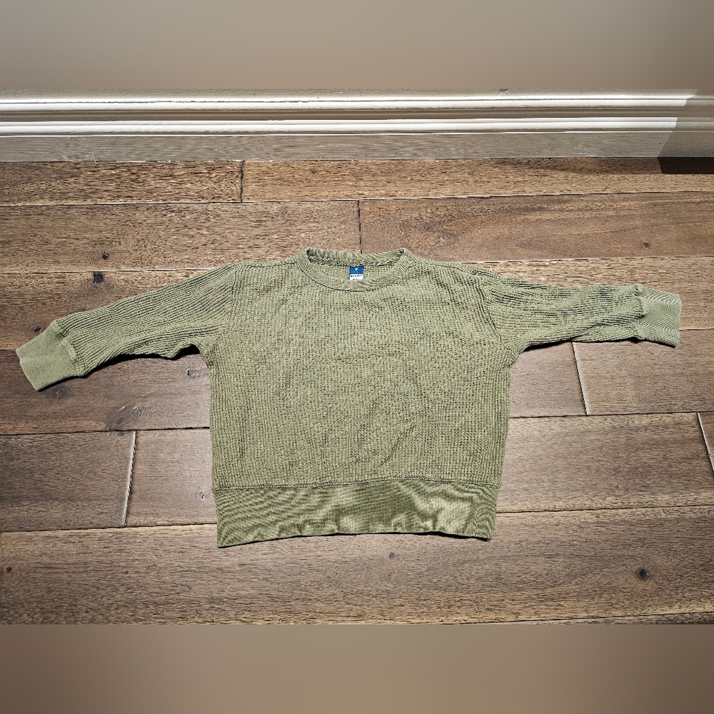 Old Navy Boys 5T Olive Green Waffle Knit Long Sleeve Sweater